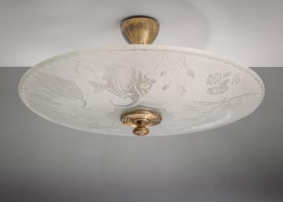 Art Deco green tinted glass pendant