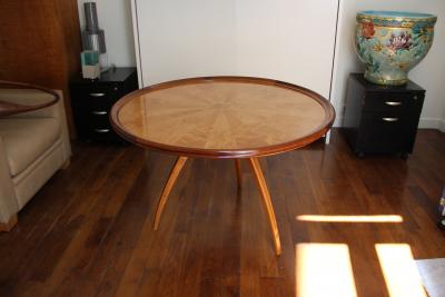 Art Deco pedestal table in sycamore France around 1950