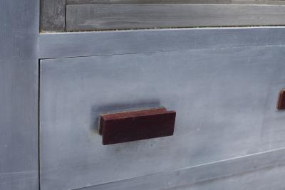 Art Deco period aluminum sideboard forming showcase