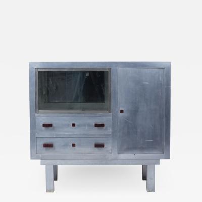 Art Deco period aluminum sideboard forming showcase