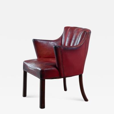 Art Deco wood and leather armchair