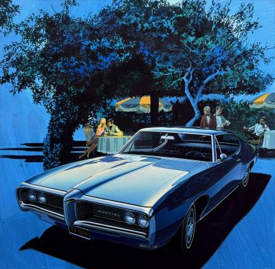 Art Fitzpatrick LeMans Pontiac Wide Track Advertising Artwork Photorealism Precusor