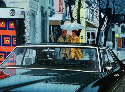 Art Fitzpatrick Love on a Rainy Afternoon Pontiac Bonneville Illustration Art