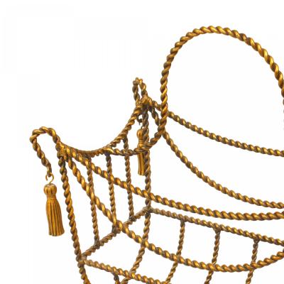 Art Moderne Gilt Rope Magazine Rack