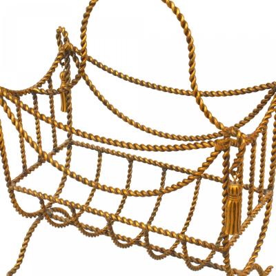 Art Moderne Gilt Rope Magazine Rack