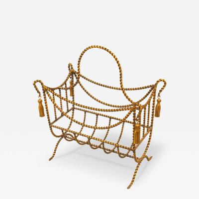 Art Moderne Gilt Rope Magazine Rack