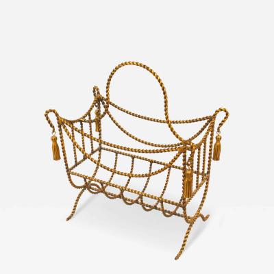 Art Moderne Gilt Rope Magazine Rack