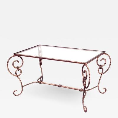 Art Moderne Rope and Tassel Design Glass Top Coffee Table