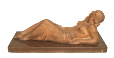 Art Moderne Terra Cotta Nude Lady