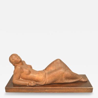 Art Moderne Terra Cotta Nude Lady