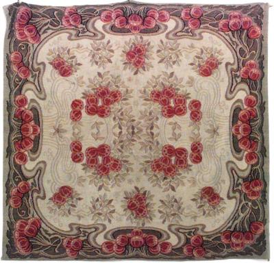 Art Nouveau Beige and Green Velvet Table Cover