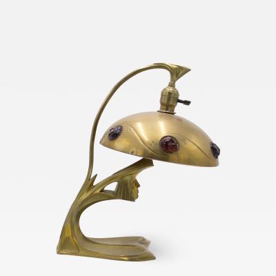 Art Nouveau Brass Table Lamp