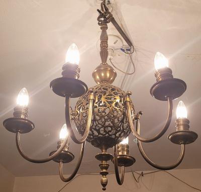 Art Nouveau Bronze Chandelier Wall Light Set