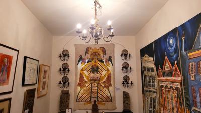 Art Nouveau Bronze Chandelier Wall Light Set