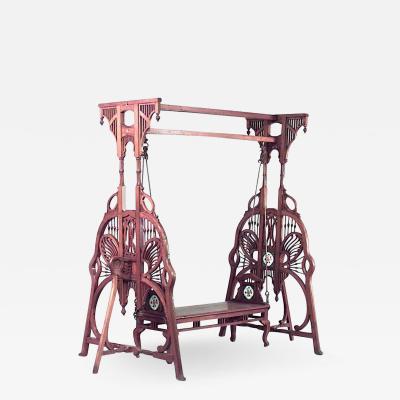 Art Nouveau Carved Teak Swing