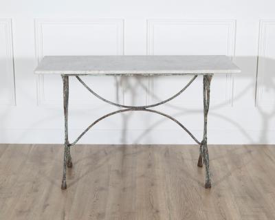 Art Nouveau Cast Iron Bistro Table with Carrara Marble Top circa 1900