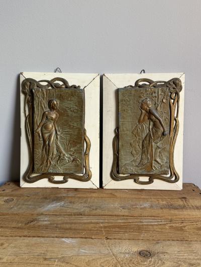 Art Nouveau Decorative Panels A Pair