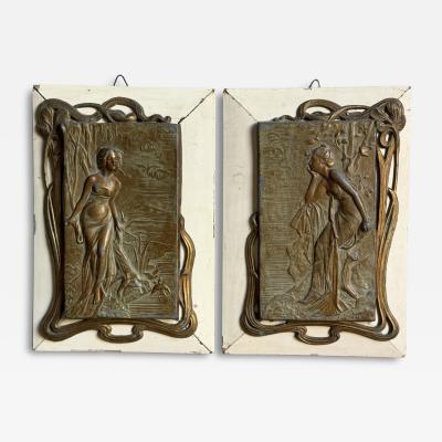 Art Nouveau Decorative Panels A Pair