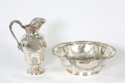 Art Nouveau French Tetard Sterling Wash Basin Jug