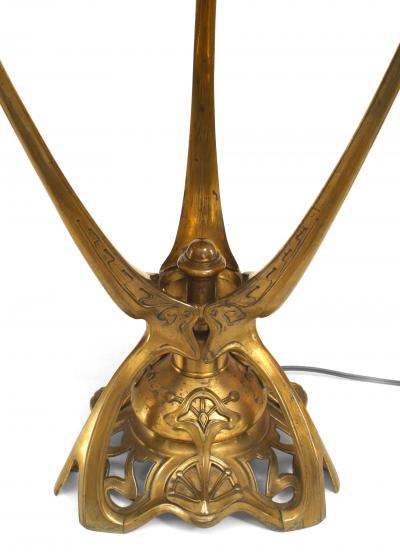 Art Nouveau Hungarian Jeweled Brass Table Lamp