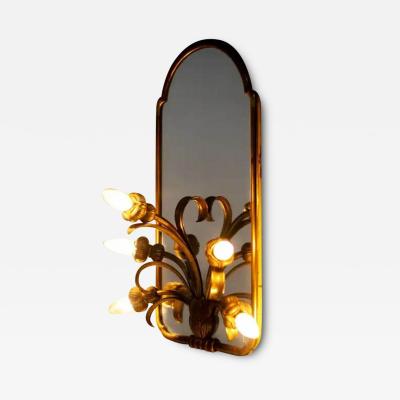 Art Nouveau Mirrored Glass Wall Light from Restaurant in Paris