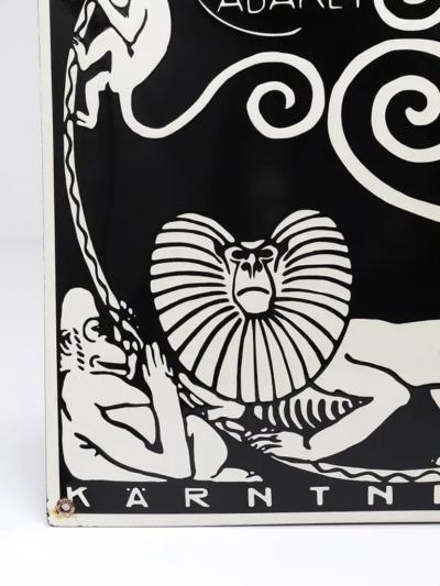Art Nouveau Moriz Jung Cabaret Fledermaus Vienna Enameled Advertising Sign