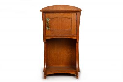 Art Nouveau Oak Armoire Wardrobe and Nightstand by Gustave Serrurier Bovy