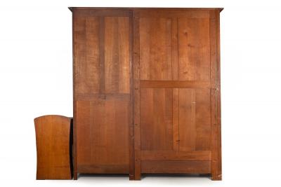 Art Nouveau Oak Armoire Wardrobe and Nightstand by Gustave Serrurier Bovy