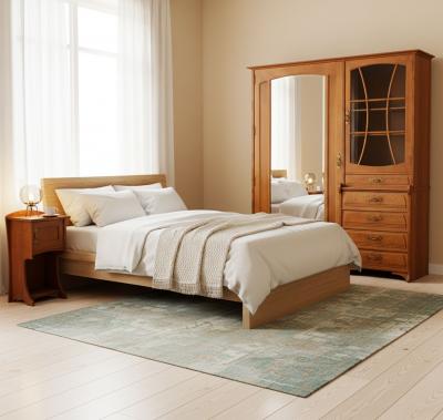 Art Nouveau Oak Armoire Wardrobe and Nightstand by Gustave Serrurier Bovy