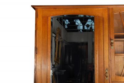 Art Nouveau Oak Armoire Wardrobe and Nightstand by Gustave Serrurier Bovy