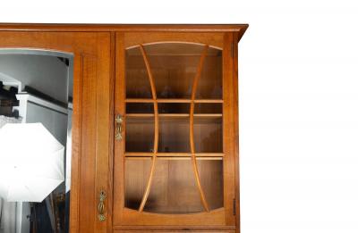 Art Nouveau Oak Armoire Wardrobe and Nightstand by Gustave Serrurier Bovy