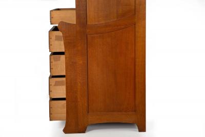 Art Nouveau Oak Armoire Wardrobe and Nightstand by Gustave Serrurier Bovy