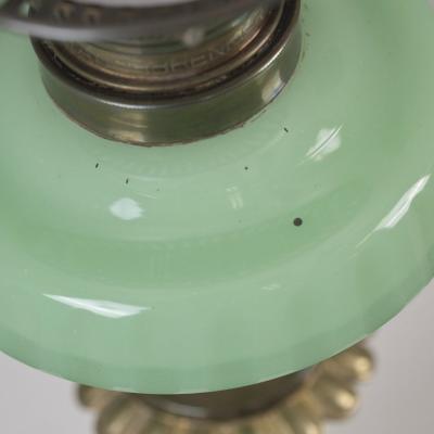 Art Nouveau Oil Lamp in Brass Green Matador Brenner Early 20th Century