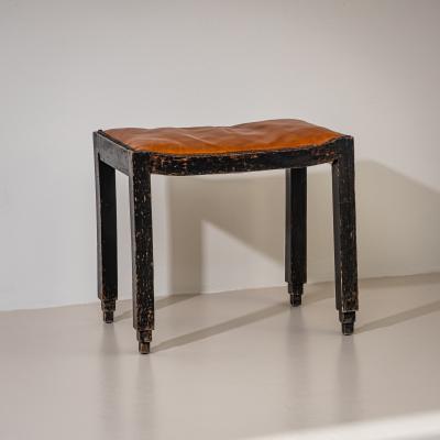 Art Nouveau Piano Stool with Leather Seat early 20th Century