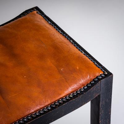 Art Nouveau Piano Stool with Leather Seat early 20th Century