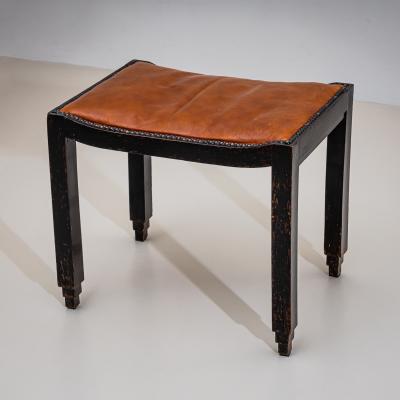 Art Nouveau Piano Stool with Leather Seat early 20th Century