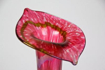 Art Nouveau Red Glass Vase by Fritz Heckert Jack In The Pulpit CZ circa 1901