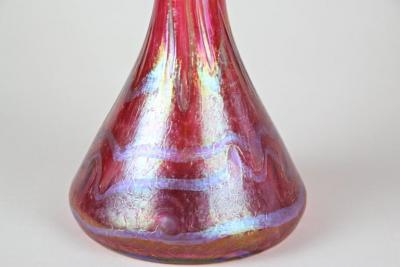 Art Nouveau Red Glass Vase by Fritz Heckert Jack In The Pulpit CZ circa 1901