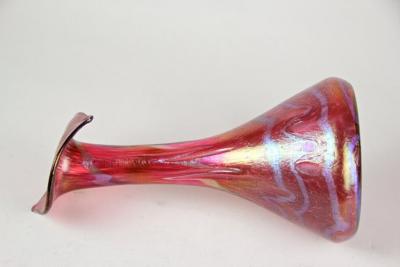 Art Nouveau Red Glass Vase by Fritz Heckert Jack In The Pulpit CZ circa 1901