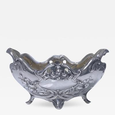 Art Nouveau Silver and glass dish C 1890 E Schurmann Co Frankfurt Germany