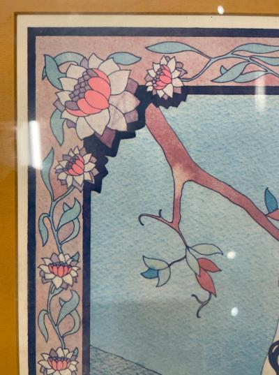 Art Nouveau Style Print Elegant Woman in the Forest