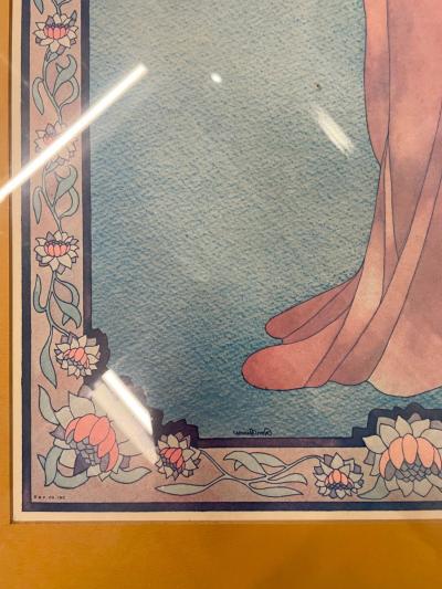 Art Nouveau Style Print Elegant Woman in the Forest