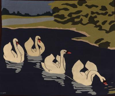 Art Nouveau Tapestry Rug Swans 