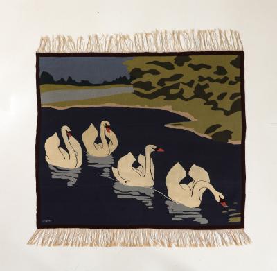 Art Nouveau Tapestry Rug Swans 
