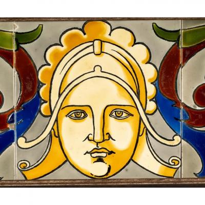 Art Nouveau Tile Panel Utschneider Sarreguemines C 1905