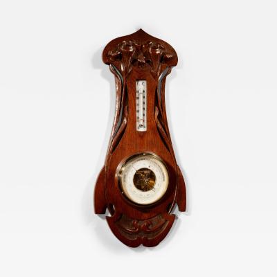 Art Nouveau Very Stylish Dutch Oak Barometer
