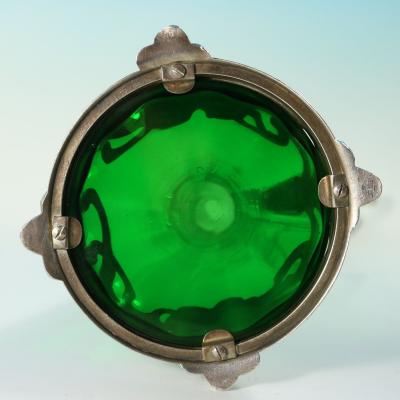 Art Nouveau WMF Claret Jug and Stopper with Green Glass Liner