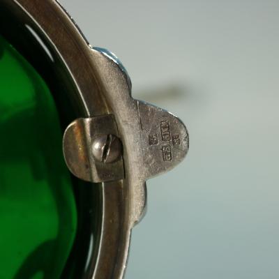 Art Nouveau WMF Claret Jug and Stopper with Green Glass Liner