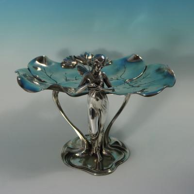 Art Nouveau WMF Fairy With Dove Lily Visiting Card Tray
