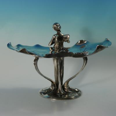 Art Nouveau WMF Fairy With Dove Lily Visiting Card Tray
